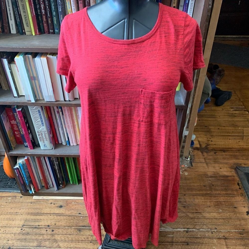 Lularoe heathered red high low knit M comfortable dress